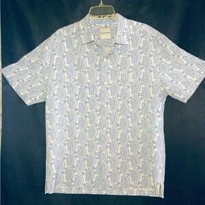 Tommy Bahama Blue and White Paisley silk Shirt